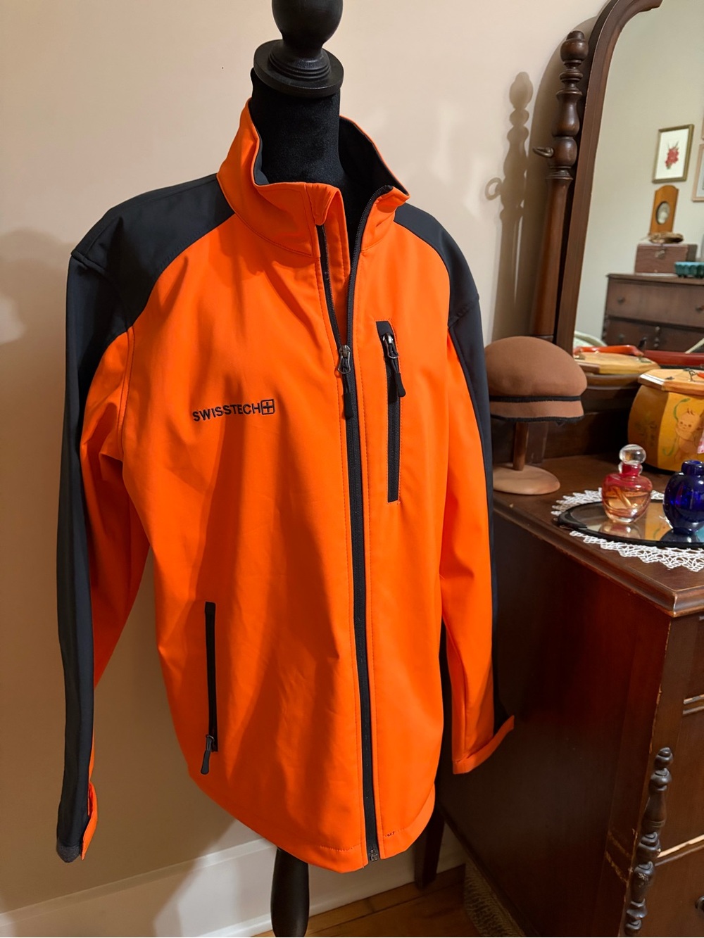 Swiss Tech Orange and Black Softshell Windbreaker